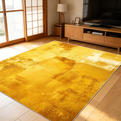 1PC metallic gold foil geometric patchwork area rugs for Living Room, Soft and Comfortable, Suitable for all seasons, easy-to-maintain, machine washable Indoor floor mat, Under Table Farmhouse suitable for dining table, bedroom, kitchen, entryway,