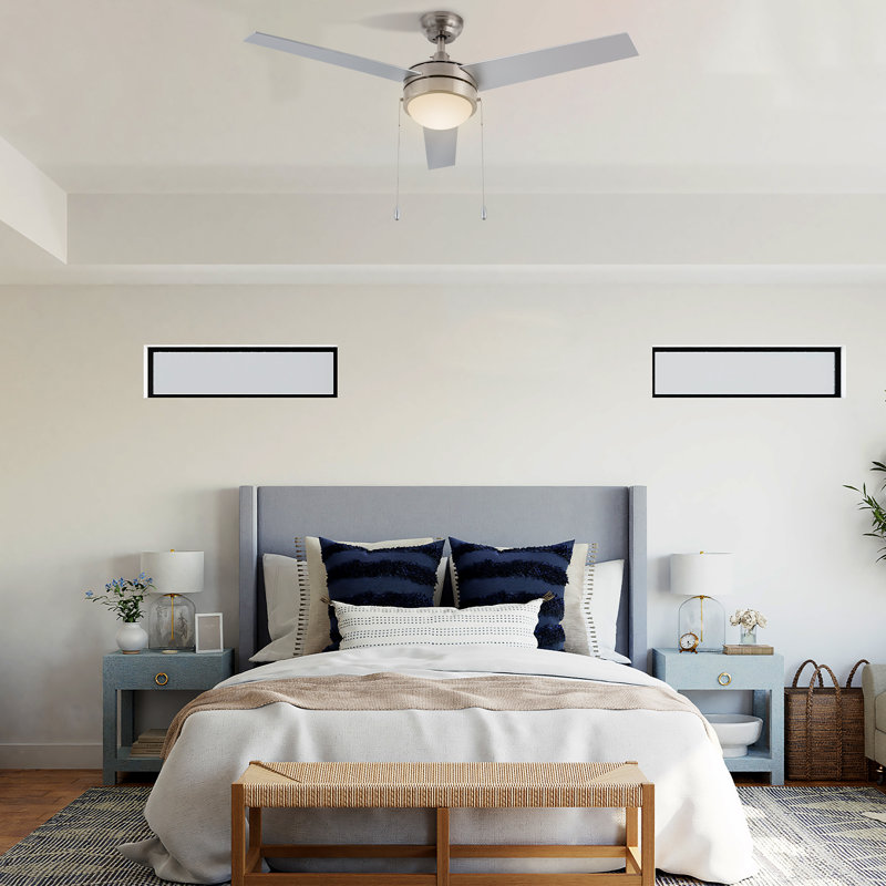 52" 3-Blade Standard Ceiling Fan with pull chains, Light Kit Included