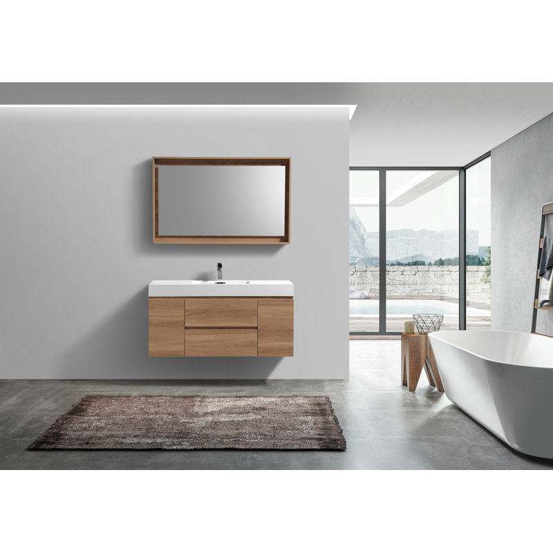 47.25'' Single Bathroom Vanity with Acrylic Top, Honey Oak