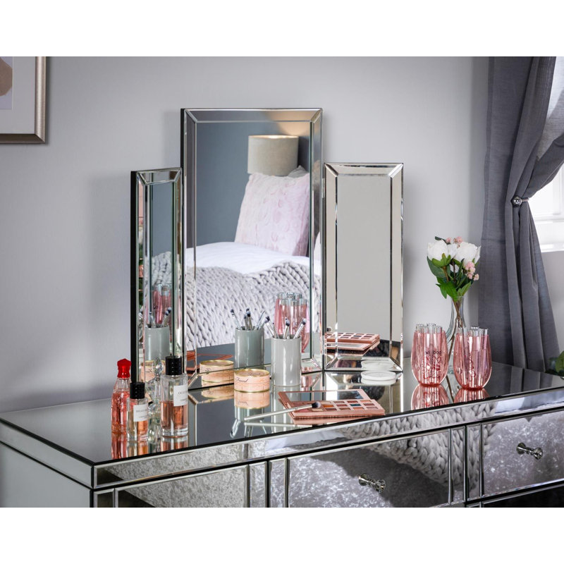 Damion Tri-Fold Design Mirror in for Make up and Hair Cutting, Silver