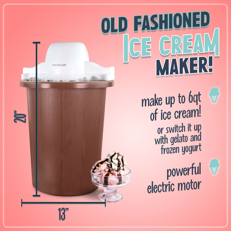 6-Quart Parlor Electric Ice Cream Maker, 6-Quart Parlor Electric Ice Cream Maker, Brown