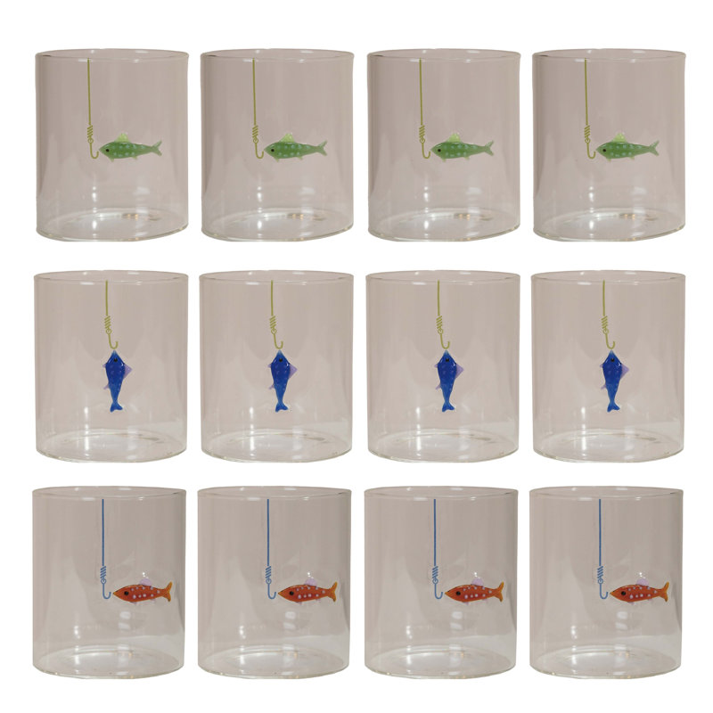 Hand-Blown Drinking Glass With Fish On Hook