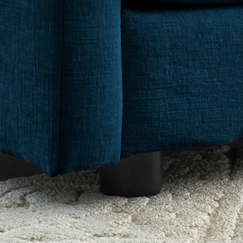 L-Shaped Sectional Sofa W/Reversible Footrest,sofas,couches, Blue Chenille