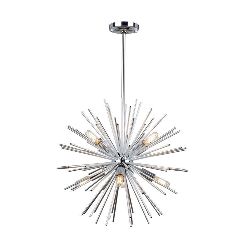 Lustre sphérique spoutnik à 8 lumières Sunburst, Chrome