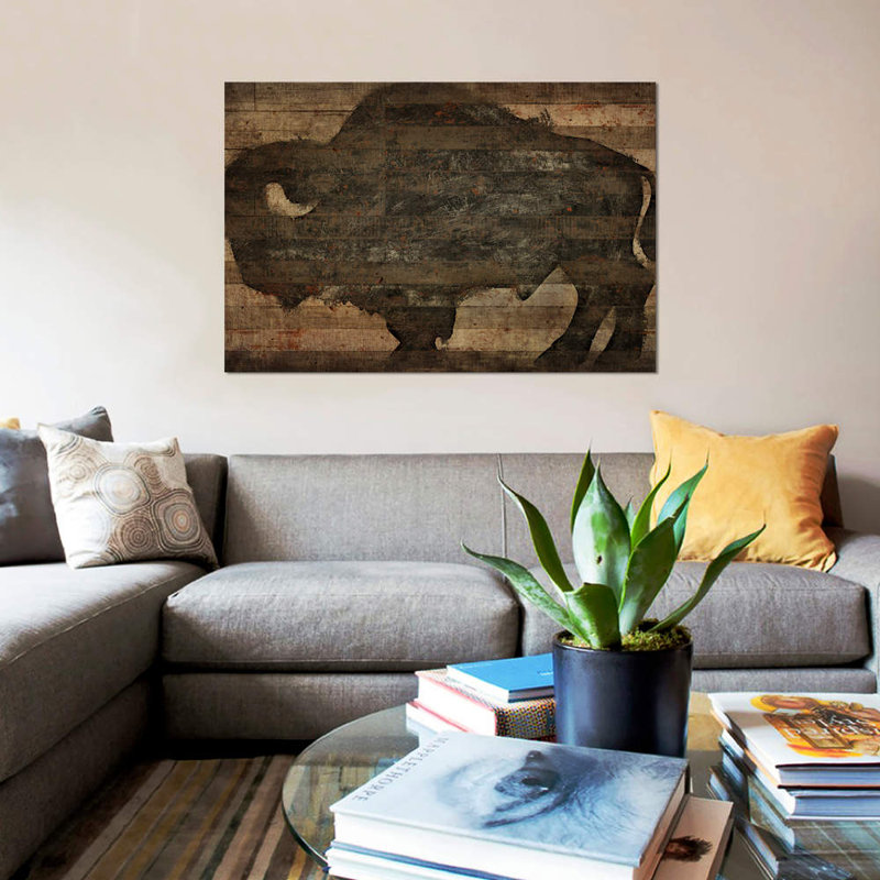 Buffalo I by Diego Tirigall - Painting on Canvas, 66.04 cm H x 45.72 cm W, Black Framed