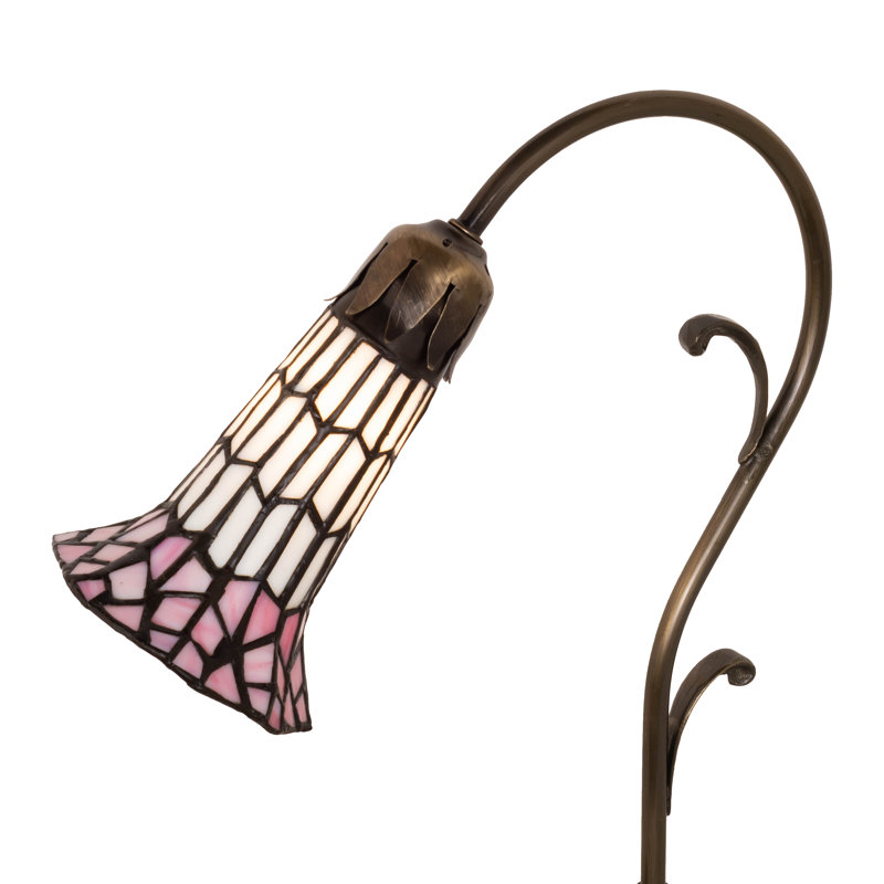 Aveley Arched Table Lamp, Pink/White