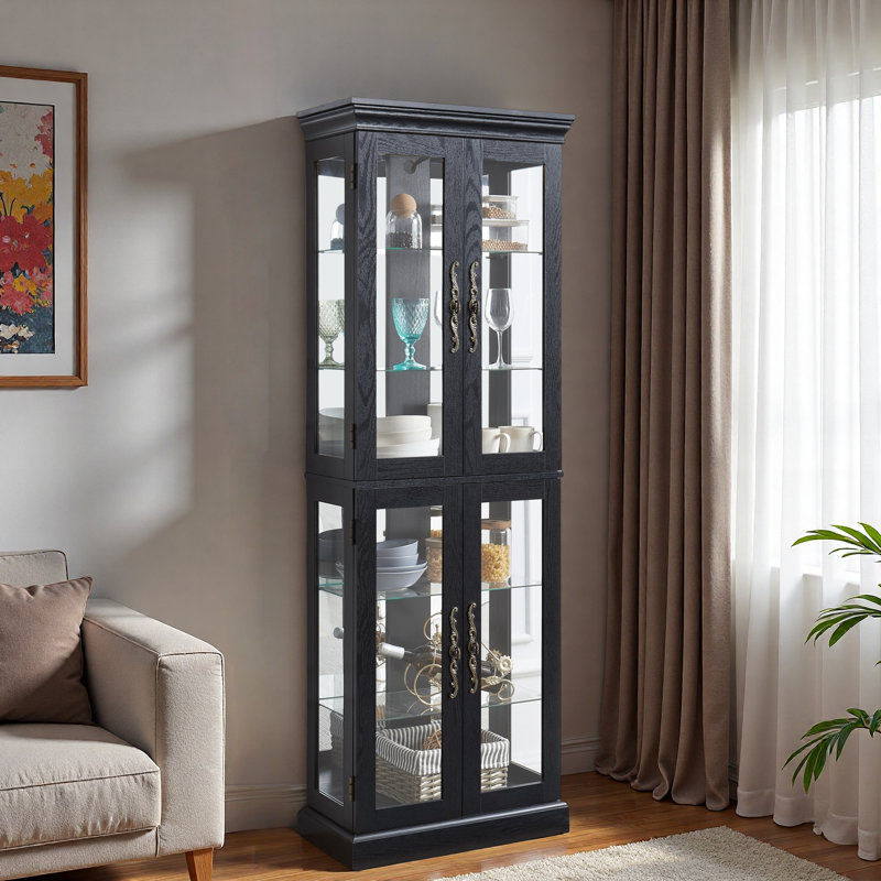 Vitrine lumineuse en verre avec éclairage DEL et tablettes réglables