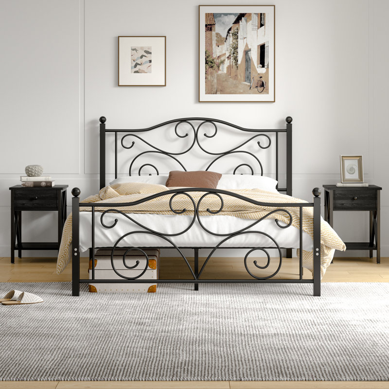 Auxter Steel Piece Bedroom Set, Black, Full/Double