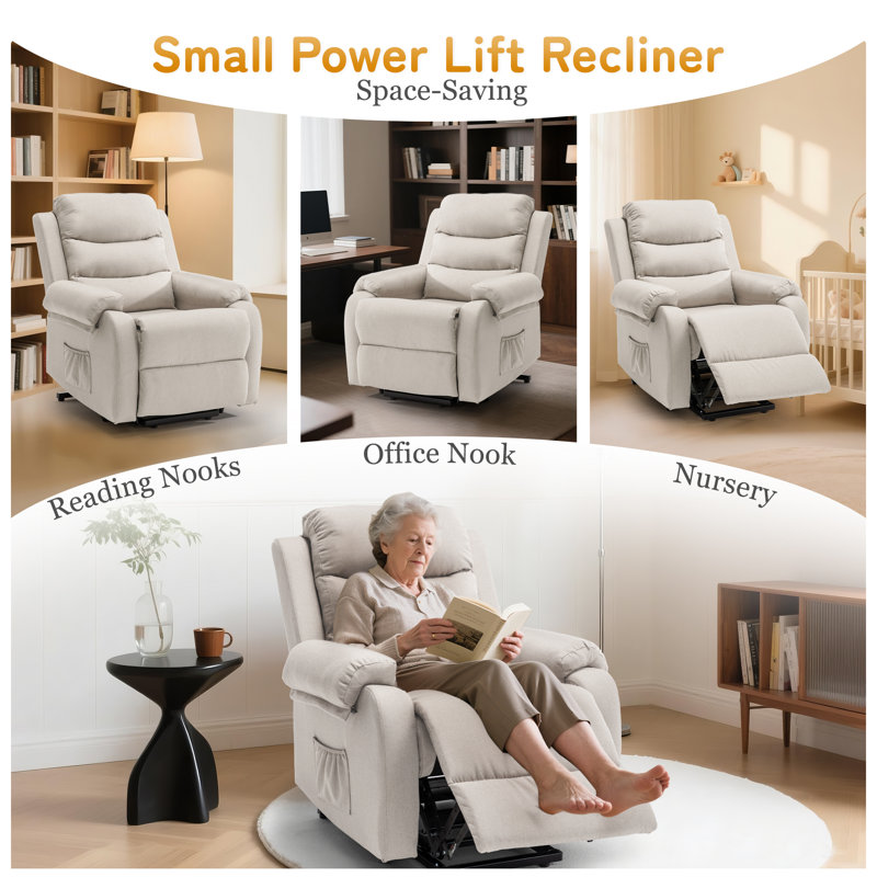 Fauteuil inclinable Chair Fauteuil inclinable électrique pour personnes âgées ， Petit fauteuil inclinable pour petit espace Chair Fauteuil inclinable électrique avec poches latérales
