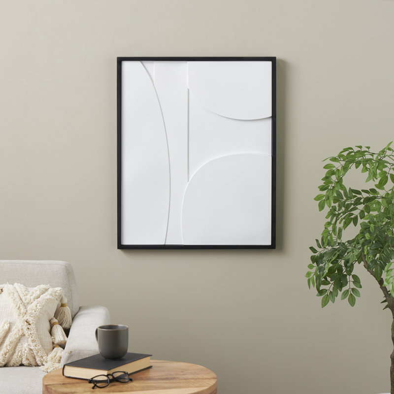 Evely - Shadow Box, impression sur bois, Blanc, H 31,25 po x l 25,5 po x P 1,8 po