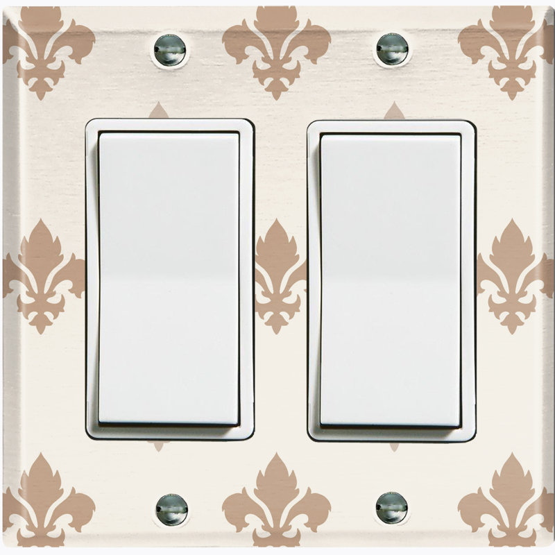 Fleur De Lis Two Tone Tan Patterned 2 - Gang Rocker Standard Wall Plate