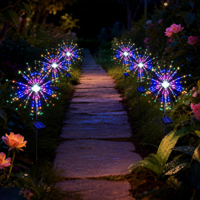 8 Modes Solar Firework Lights Outdoor Waterproof 120 LED Garden Landscape Light for 4th of July Decorations