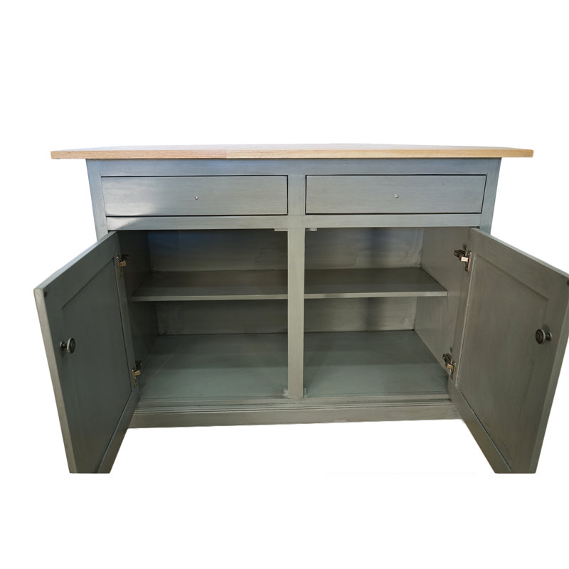 Îlot de cuisine avec plateau étal de boucher Meredith, Turquoise tentant