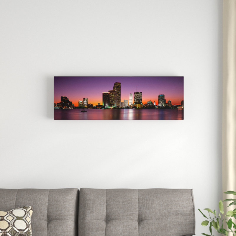 « evening biscayne bay miami, floride », reproduction de photo sur toile, H 12 po x l 36 po x P 0,75 po x P 1,5 po