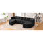 Canapé modulaire Boneless de 114,9 po avec des extrémités arrondies, un siège confortable de 24,4 po et un revêtement respirant Boucle pour le salon, 6 sièges, motif noir, profondeur d'assise, tissu doux-133451097-133451096