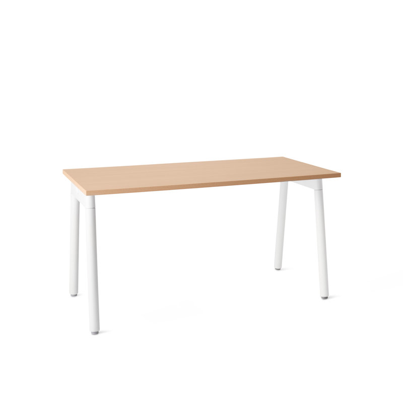 Series A Executive Single Desk, 29" H x 57" W x 27" D, White/Natural Oak
