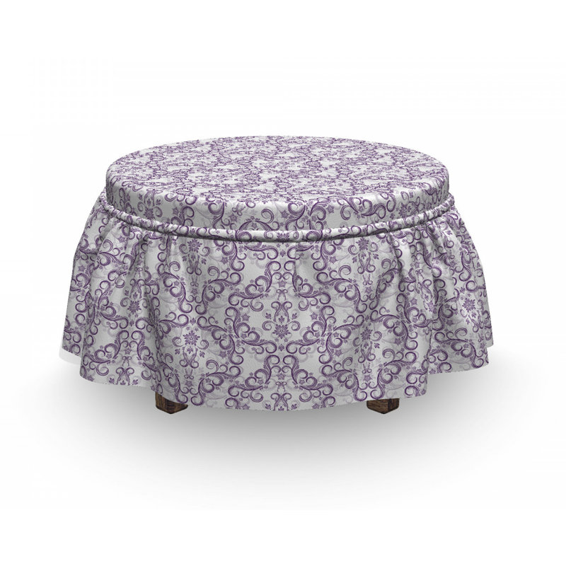 Housse pour repose-pieds à tourbillons floral baroque