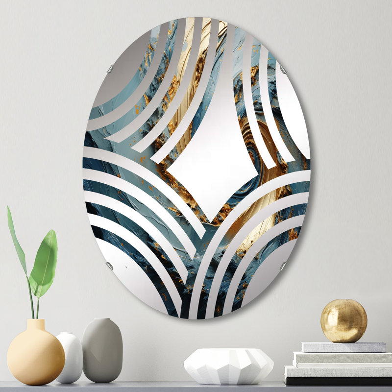Vortex doré et bleu - Miroir décoratif Baptist Fan MIR107290 O, L 20 po x H 30 po