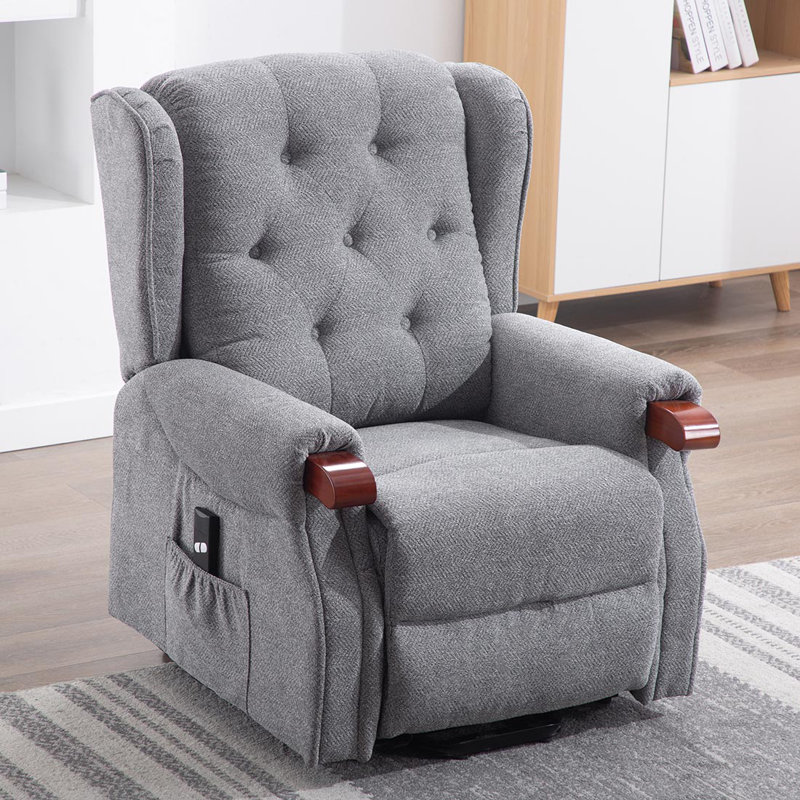 Avalon 83cm Wide Lift Assist Wing Chair Recliner, Grey