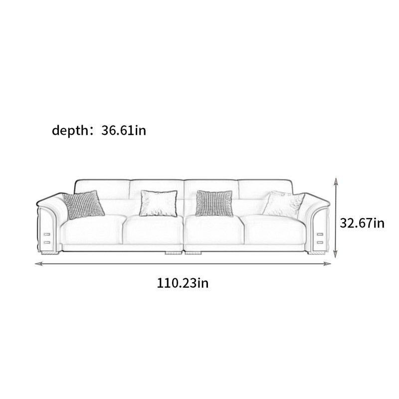 Canapé American Light, H 32,67 po x l 110,23 po x P 36,61 po