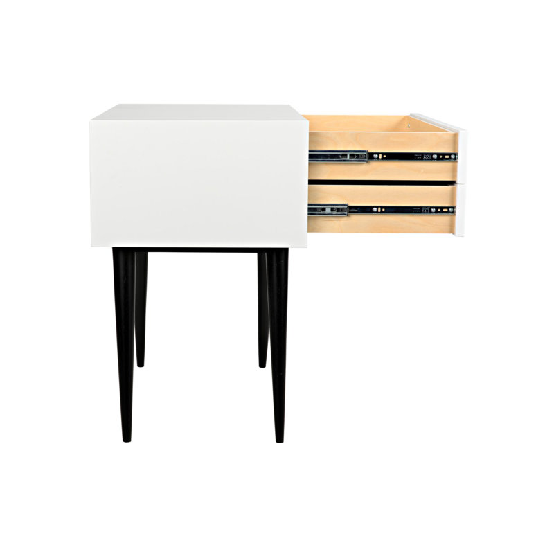 Taylor 30'' W Solid Wood Nightstand, Mystic White/Black Shellac