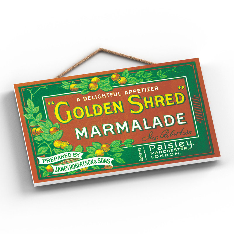 Golden Shred Marmalade Vintage Retro Poster Design On Wooden Plaque