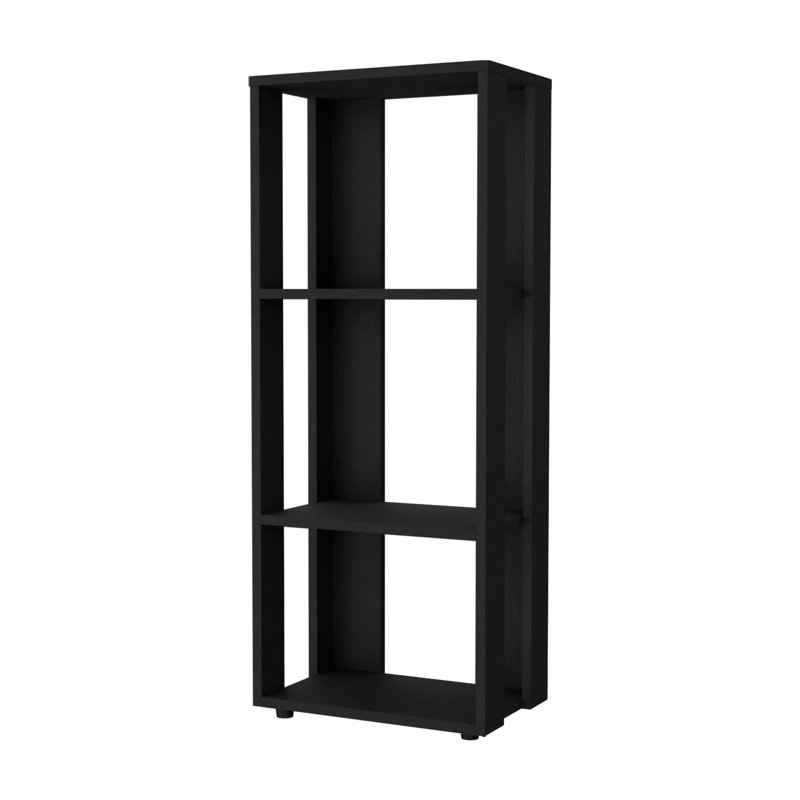 Bookcase in Melamine with Open Storage, Black