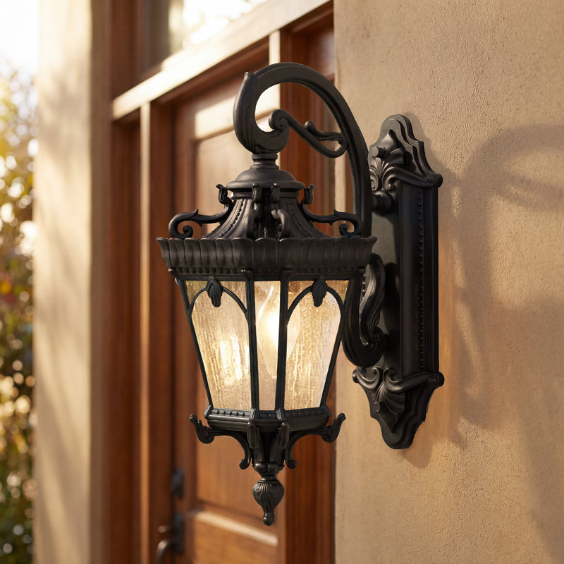 Lanterne murale d'extérieur 1 lumière Guzzi, Noir texturé