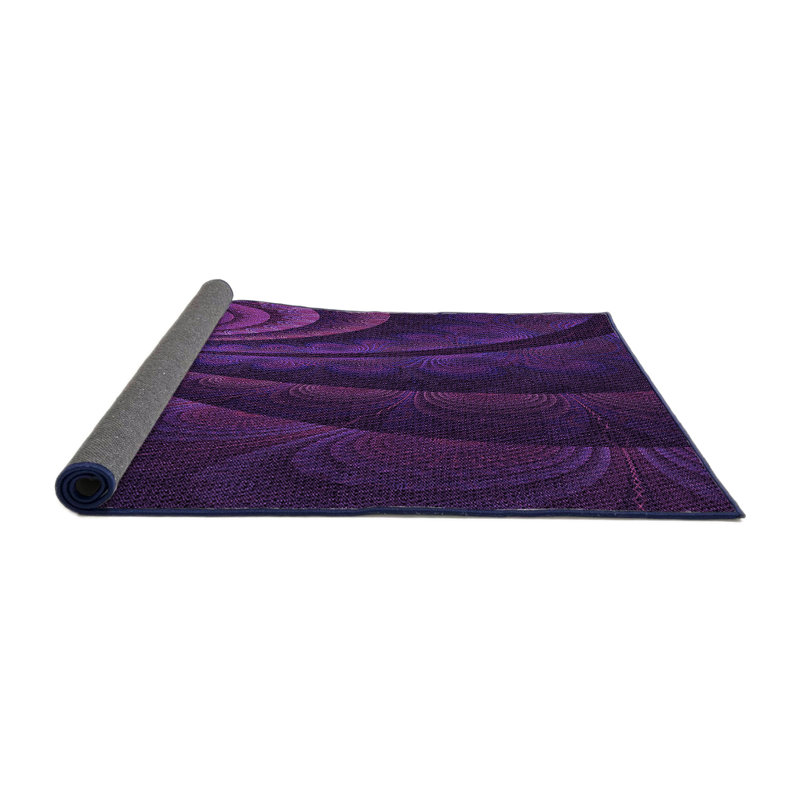 Tapis abstrait en laine mauve Anneke, Rond 3 pi