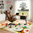 Geometric Starburst Mid Century Modern Pattern Area Rug, Machine Washable Non Slip, Indoor Decor for Living Room Bedroom Entryway Front Door Kitchen Balcony Apartment Cozy Home-129037036