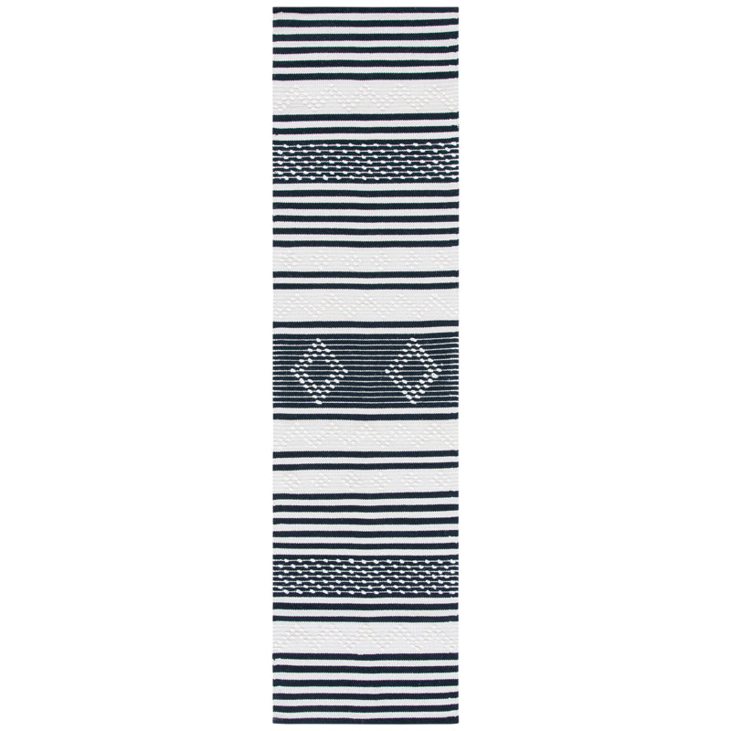 Tapis rayé en coton / laine tissé à la main Trung, Tapis de couloir 2 pi 3 po x 9 pi