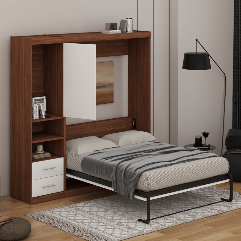 Lit escamotable mural avec armoire, Lit double