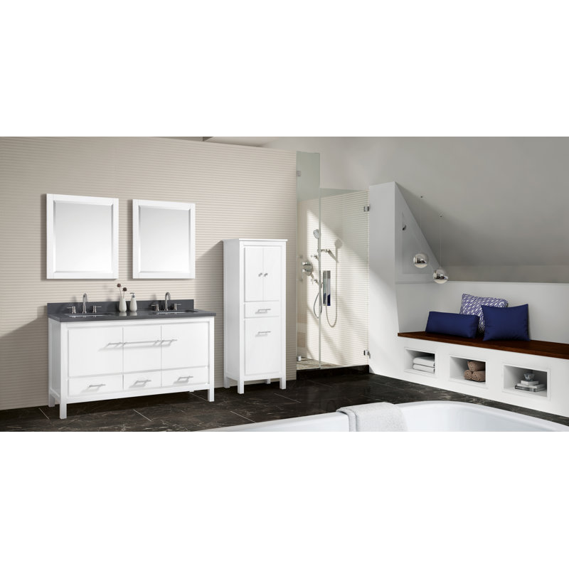 Anjelita Wood Rectangle Wall Mirror, 32" H x 28" W, Sea Salt Gray