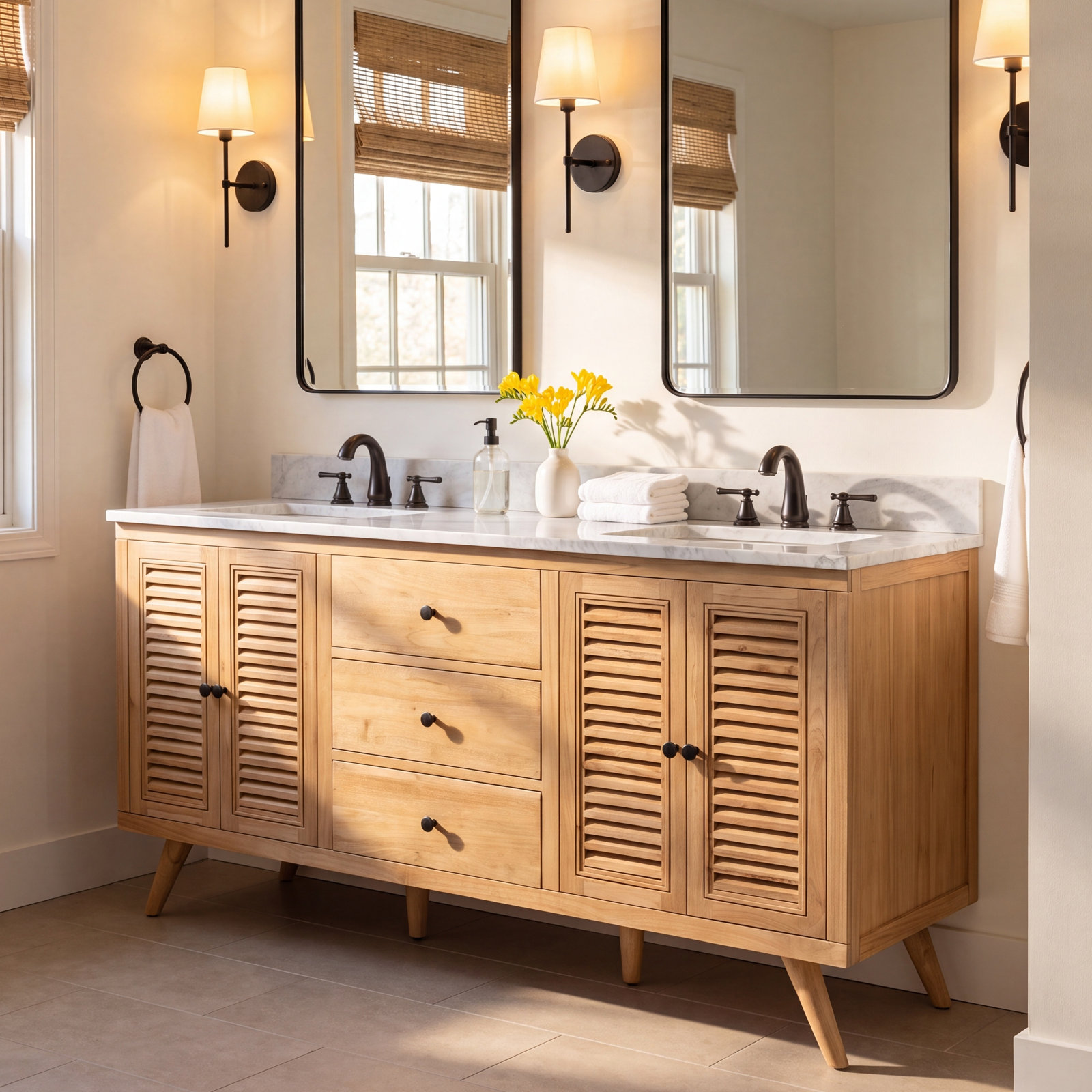 Harper Carrara Marble Single Bathroom Vanity, 73, Carrara White Marble