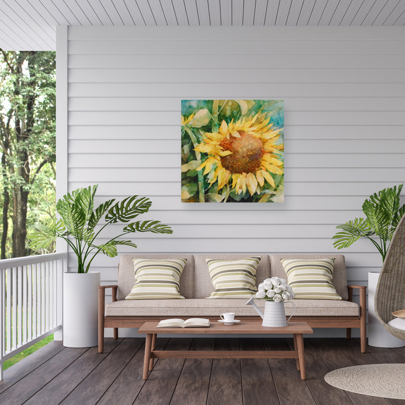 Toile d'extérieur Barnes Annelein Beukenkamp «Sunflower Centered», H 14 po x l 14 po x P 1,5 po