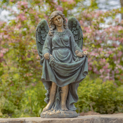 Angel Holding Dress Magnesium Garden Statue