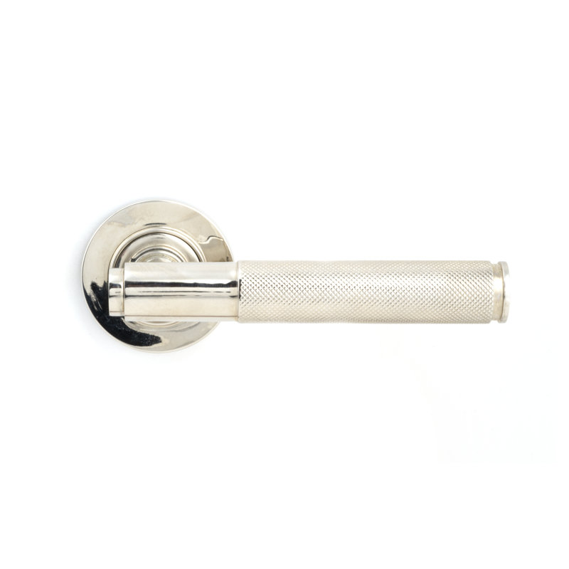Brompton Lever on Rose Set (Plain) - Unsprung, Polished Nickel