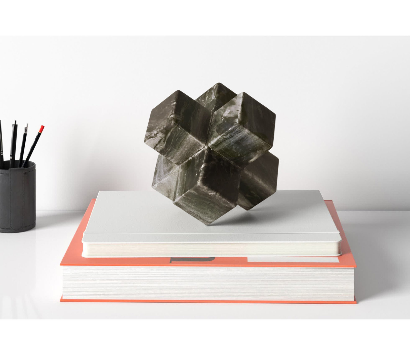 Sagebrook Home Ferdi Neutral Contemporary Marble 7" Jack Sculpture, Black