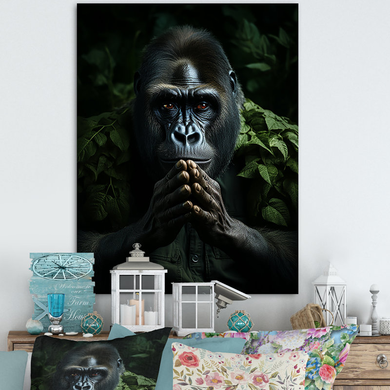 «Gorilla Serenity», reproduction d'art sur toile, Toile tendue, H 20 po x l 12 po x P 1 po