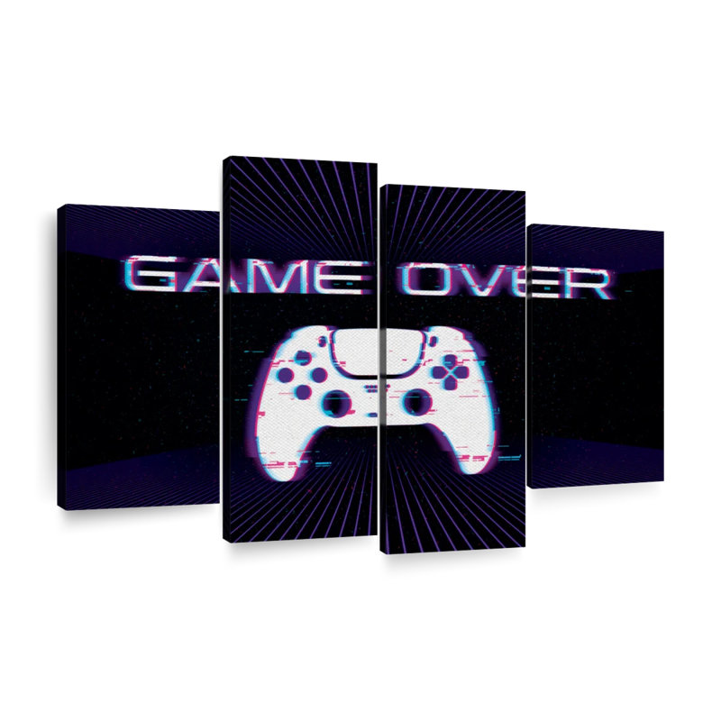 Reproduction sur toile multicolore Game Over, H 27 po x l 43 po x P 1,25 po
