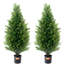 2 Pack 3' Artificial Cedar Topiary Tree Faux Plant UV Decor In/Outdoor