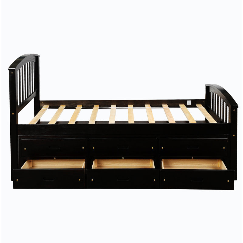 Lit plateforme simple avec rangement, Espresso