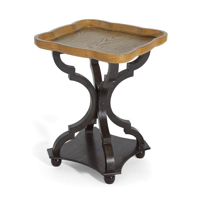Tray Top Trestle End Table with Storage, Brown/Black