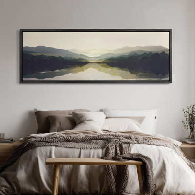 Très grand lac et montagnes, reproduction d'art mural