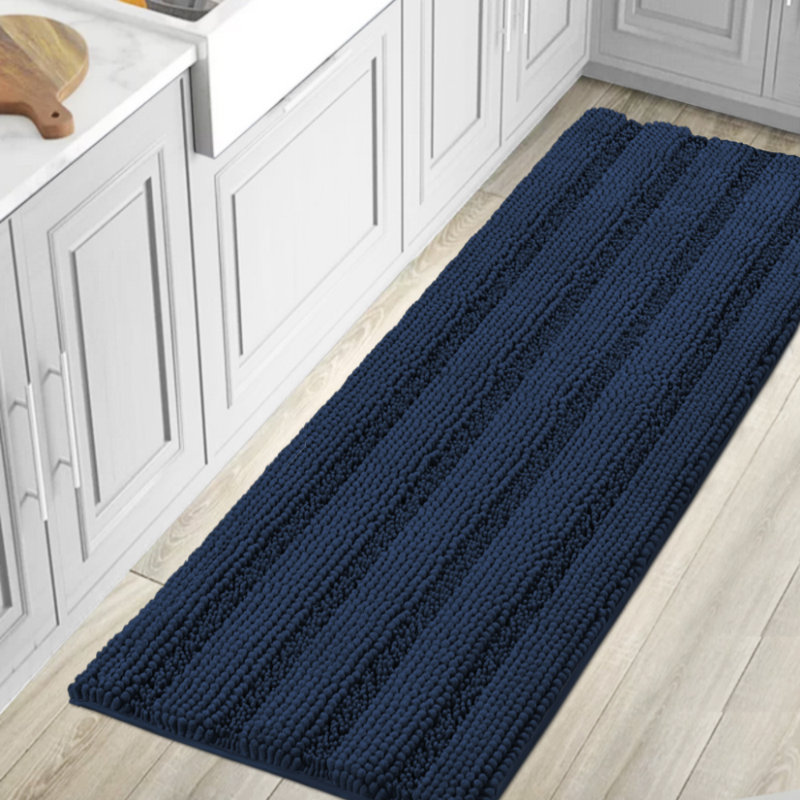 Tapis pour salle de bain Joaquin, l 20 po x L 32 po, Marine