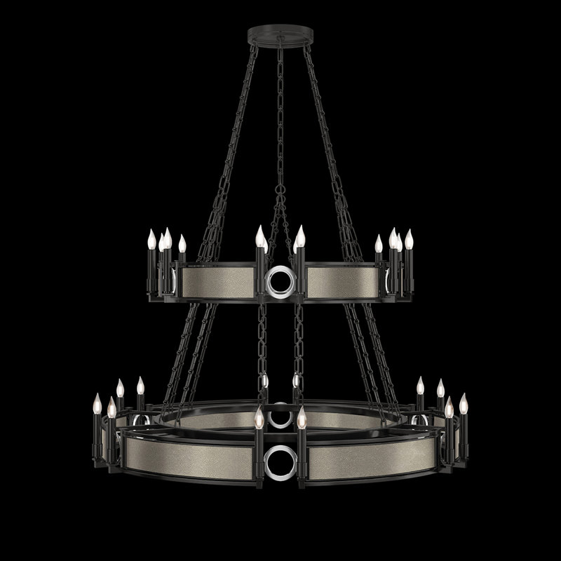 Lustre rond l 50 po Mirage, Coco / noir mat / nickel