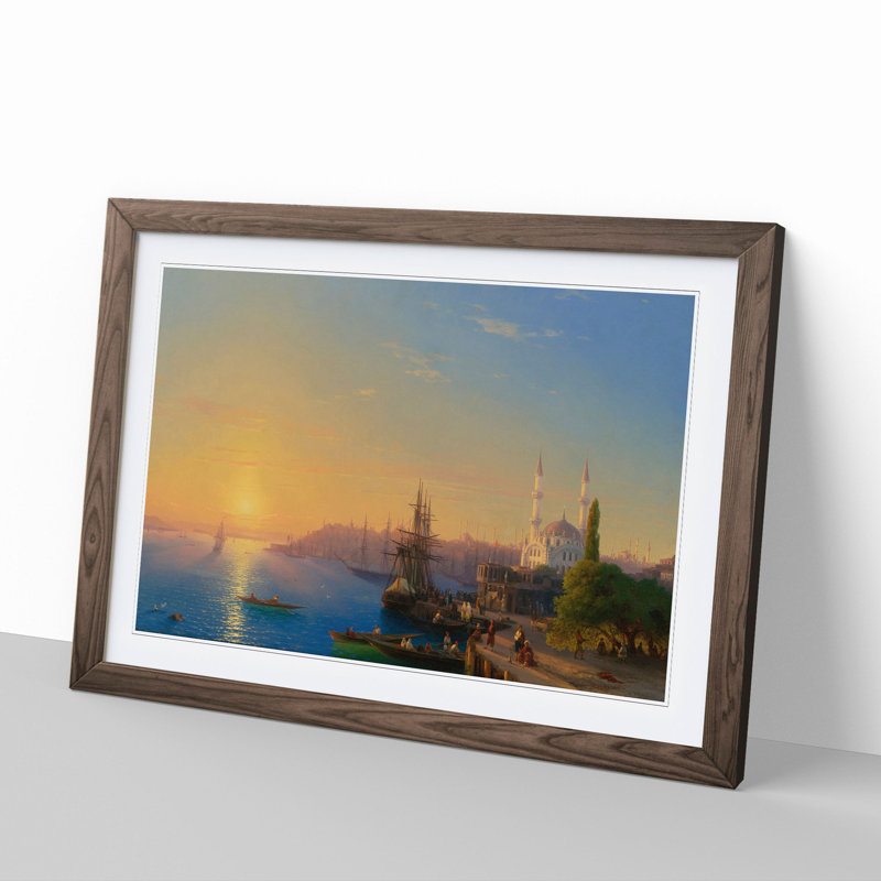 View of Constantinople by Ivan Aivazovsky - Picture Frame Painting, 27cm H x 36cm W x 2cm D, Walnut