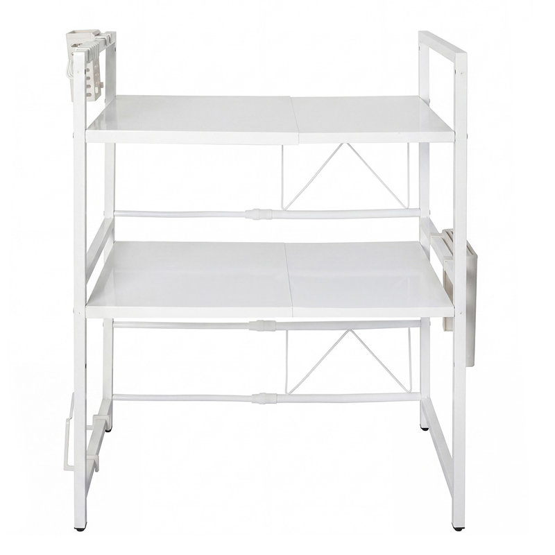 3 Tier Expandable Microwave Oven Rack Stand Kitchen Storage Shelf White, White