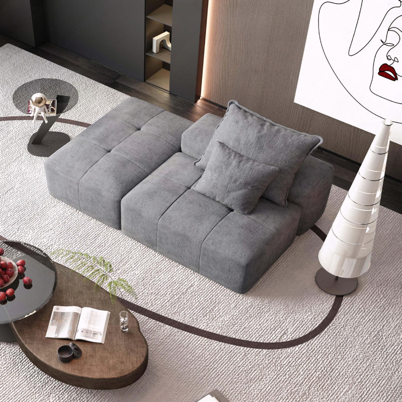 Chenille canapé modulaire bricolage touffeté coussins antidérapants, Gris