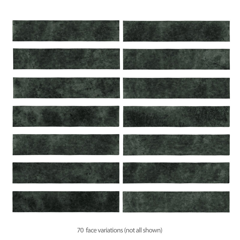 Menorca 2-1/2 In. X 12-7/8 In. Ceramic Wall Tile, Forest Black